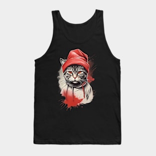 cat wearing a samta clause Tank Top